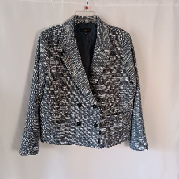 Talbots Twisted Twill Tweed Cropped Jacket Size 16 Double Breasted Chic - Picture 1 of 7